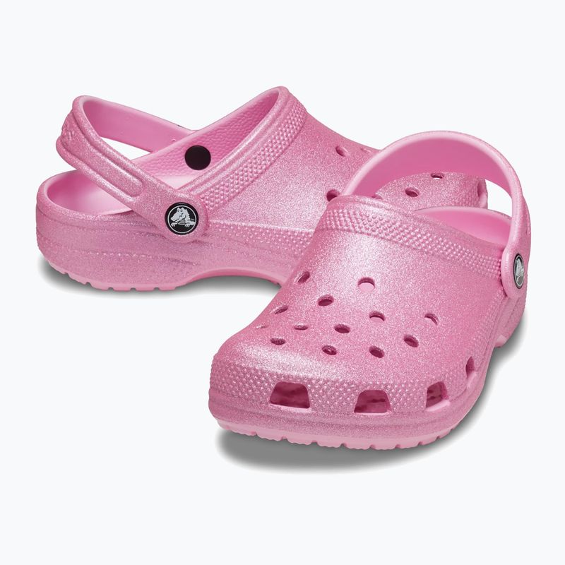 Crocs Classic Glitter Clog Detské žabky pink tweed glitter 6