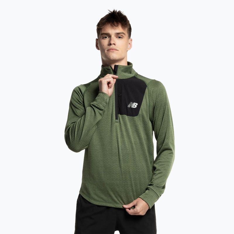 Pánske tréningové tričko New Balance Top NB Heat Grid Half Zip grey NBMT23252DO1