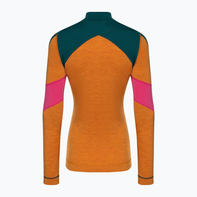 Dámska termoaktívna mikina Smartwool Merino Baselayer Colorblock 1/4 Zip Boxed marmalade heather 4