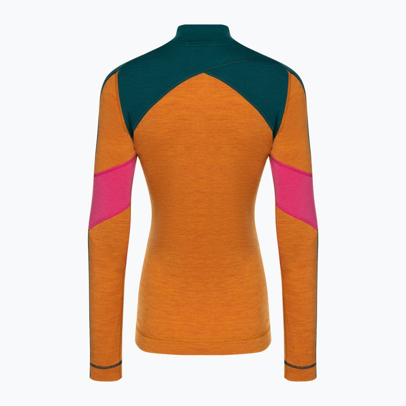 Dámske termoaktívne tričko Smartwool Merino Baselayer Colorblock s dlhým rukávom a 1/4 zipsom v krabici marmalade 4