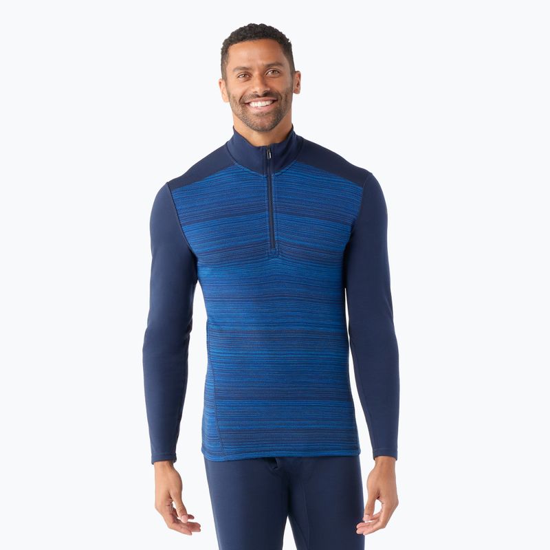 Pánske termoaktívne tričko Smartwool Merino 250 Baselayer 1/4 Zip box s dlhým rukávom deep navy color shift