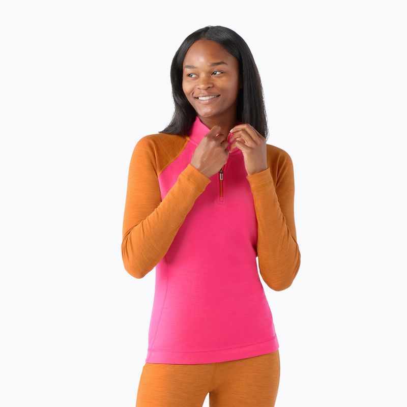 Dámske termoaktívne tričko  Smartwool Classic Thermal Merino Baselayer 1/4 Zip boxed power pink longsleeve