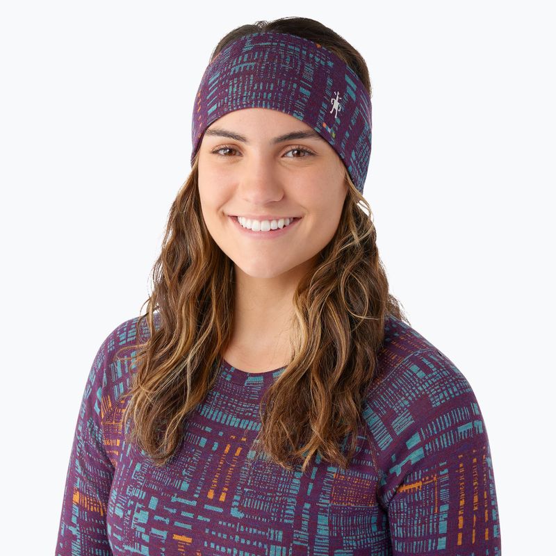 Obojstranná čelenka Smartwool Thermal Merino purple iris digi plaid 2
