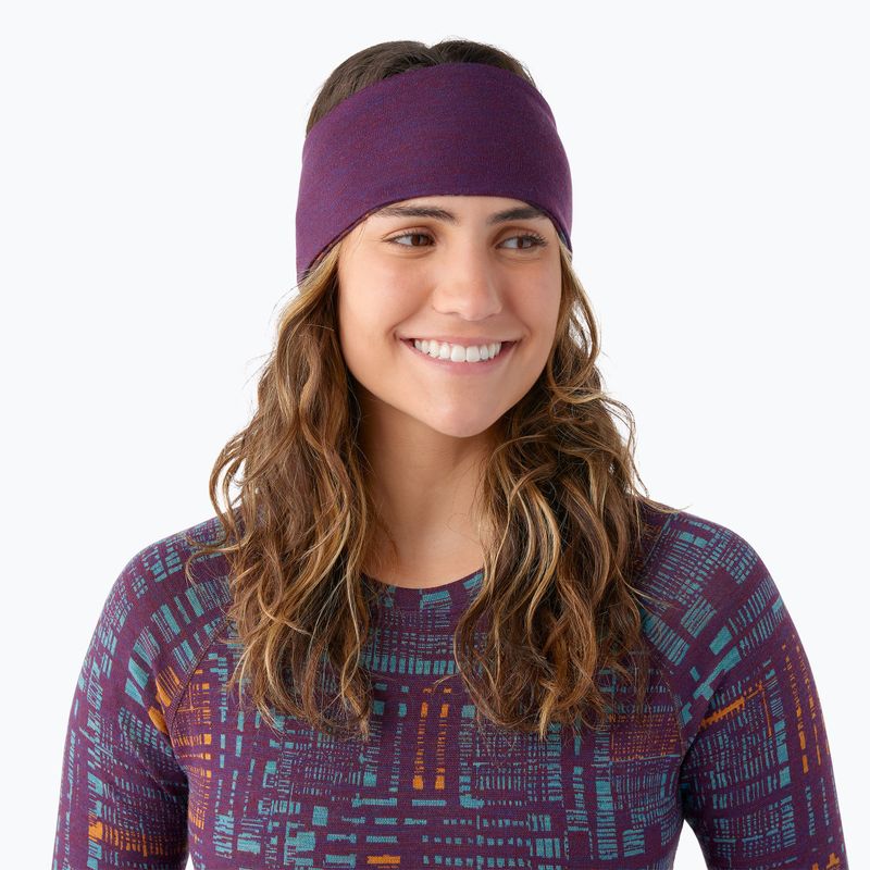 Obojstranná čelenka Smartwool Thermal Merino purple iris digi plaid 3