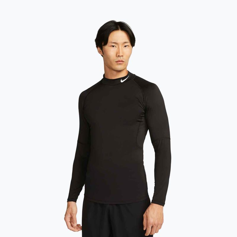 Pánske tréningové tričko longsleeve Nike Pro Dri-Fit Mock-Neck black/white