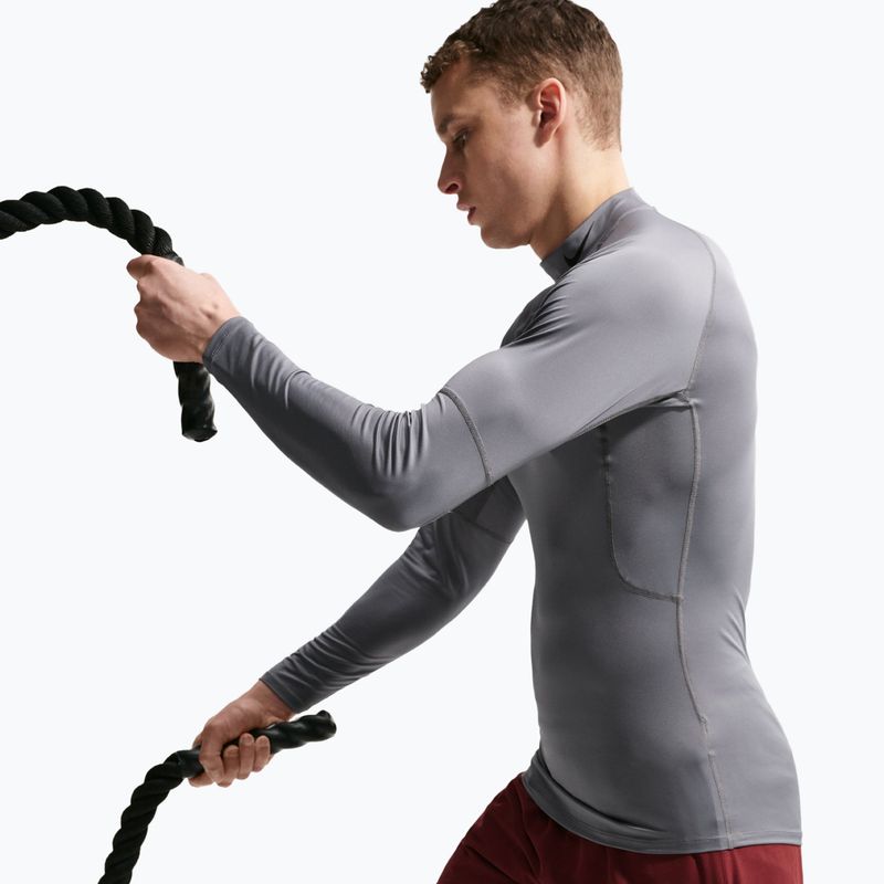 Pánske tréningové tričko longsleeve Nike Pro Dri-Fit Mock-Neck smoke grey/black 5