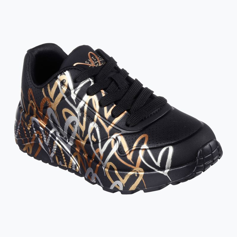 Detská obuv SKECHERS JGoldcrown Uno Lite Metallic Love black/gold 8