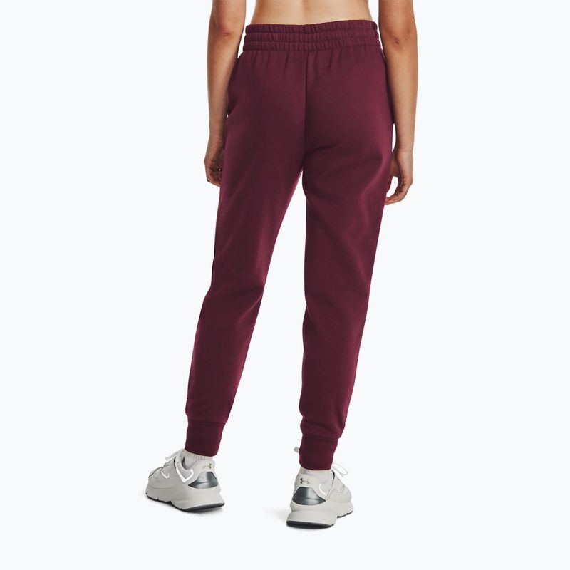 Dámske tréningové nohavice Under Armour Rival Fleece dark maroon/white 3