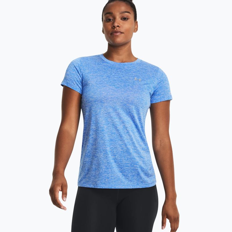 Dámske tréningové tričko Under Armour Tech SSC voda/biela/metalická strieborná