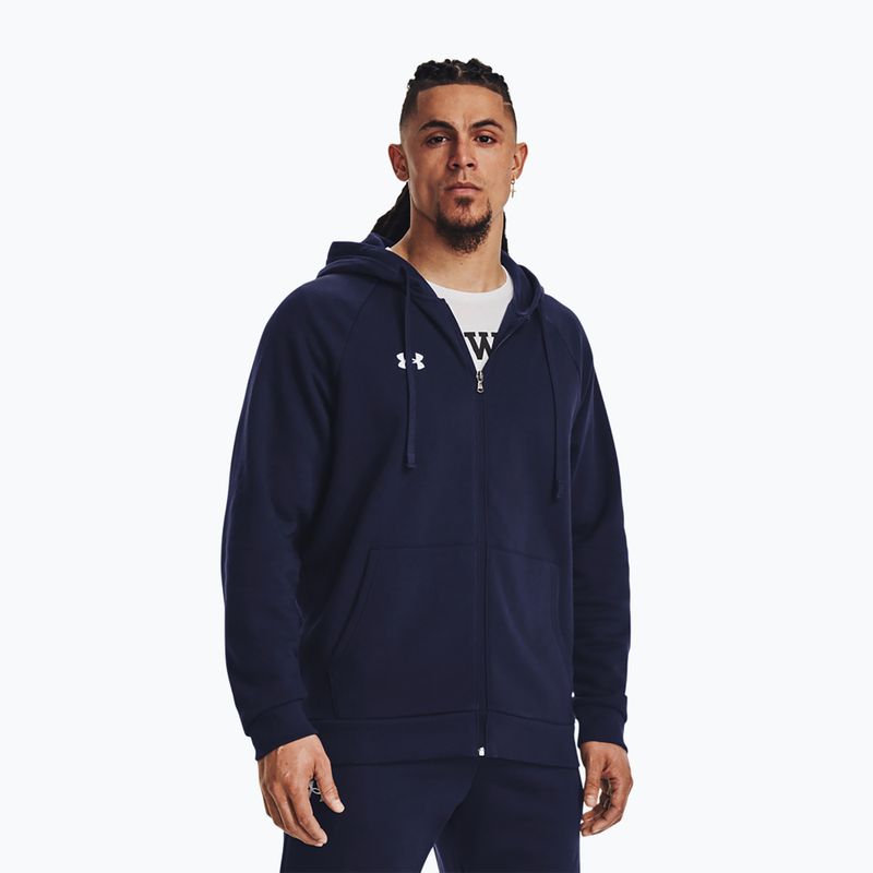 Pánska tréningová mikina Under Armour Rival Fleece FZ midnight navy/white