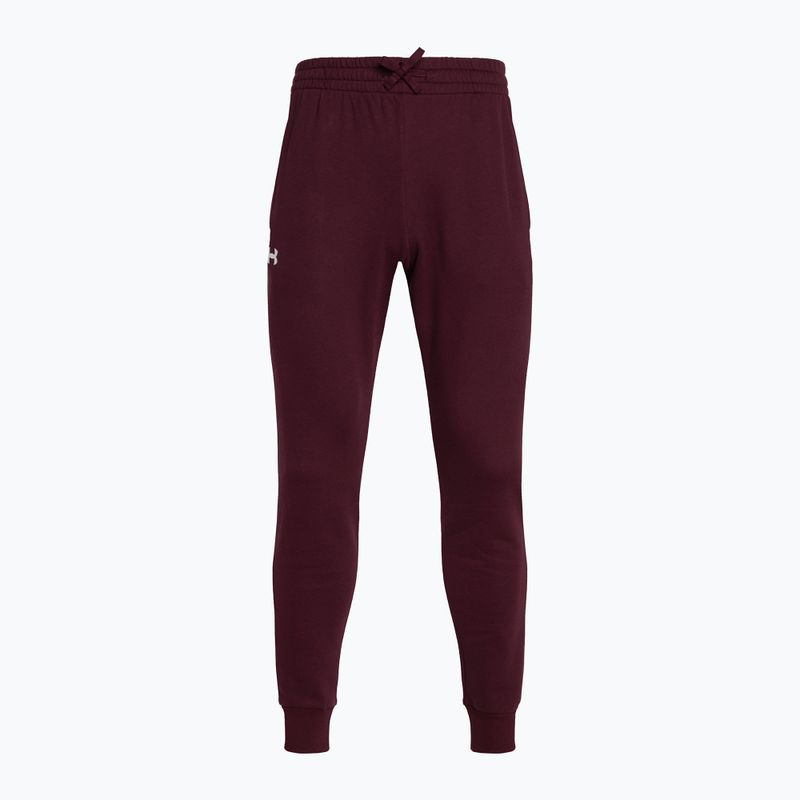 Pánske tréningové nohavice Under Armour Rival Fleece Joggers dark maroon/white 4