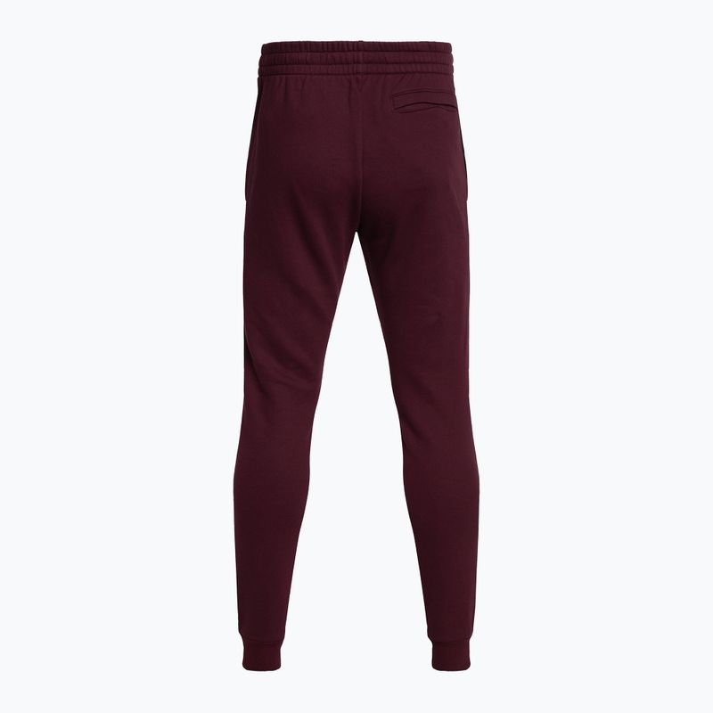 Pánske tréningové nohavice Under Armour Rival Fleece Joggers dark maroon/white 5