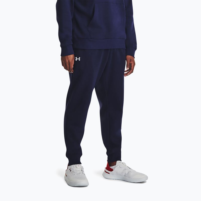 Pánske tréningové nohavice Under Armour Rival Fleece midnight navy/white