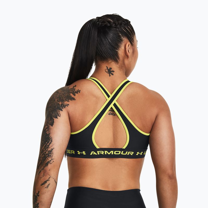 Under Armour Crossback Mid black/lime yellow fitness podprsenka 2