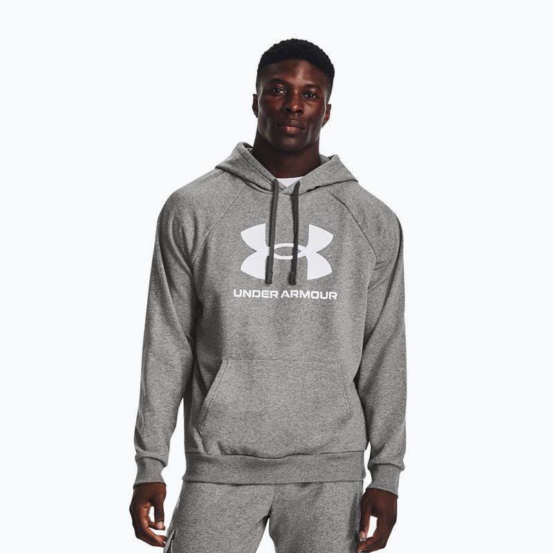 Pánska mikina Under Armour Rival Fleece Logo HD castlerock light heather/white