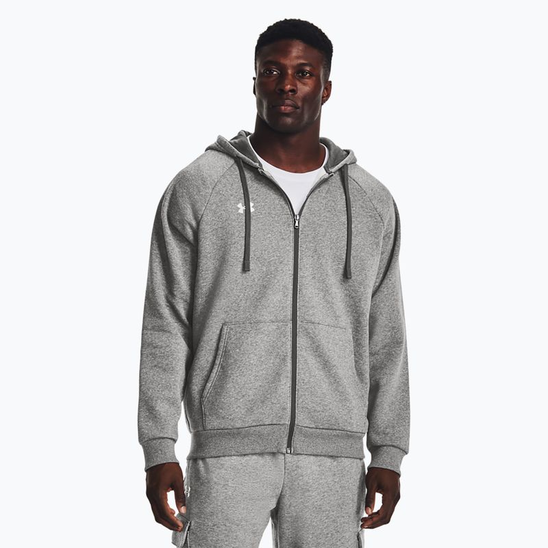 Pánska mikina Under Armour Rival Fleece FZ Hoodie castlerock light heather/white