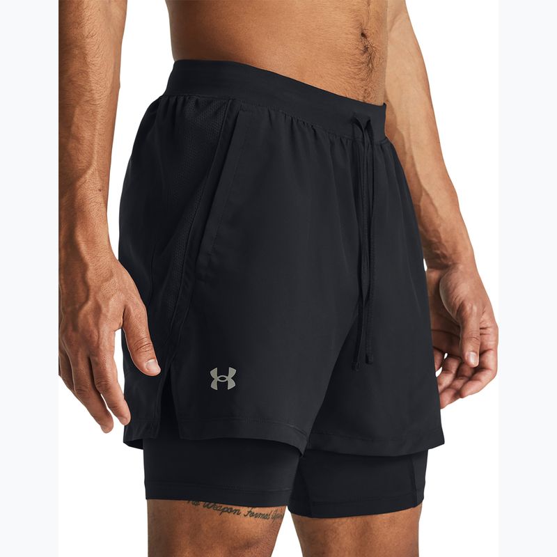 Pánske bežecké šortky Under Armour Launch 5" 2v1 black/black/reflective 4