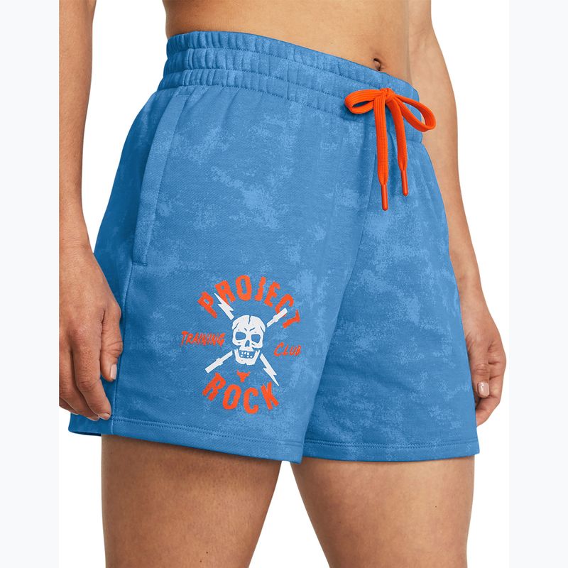 Dámske tréningové šortky Under Armour Project Rock Underground Terry viral blue/phoenix/white 4