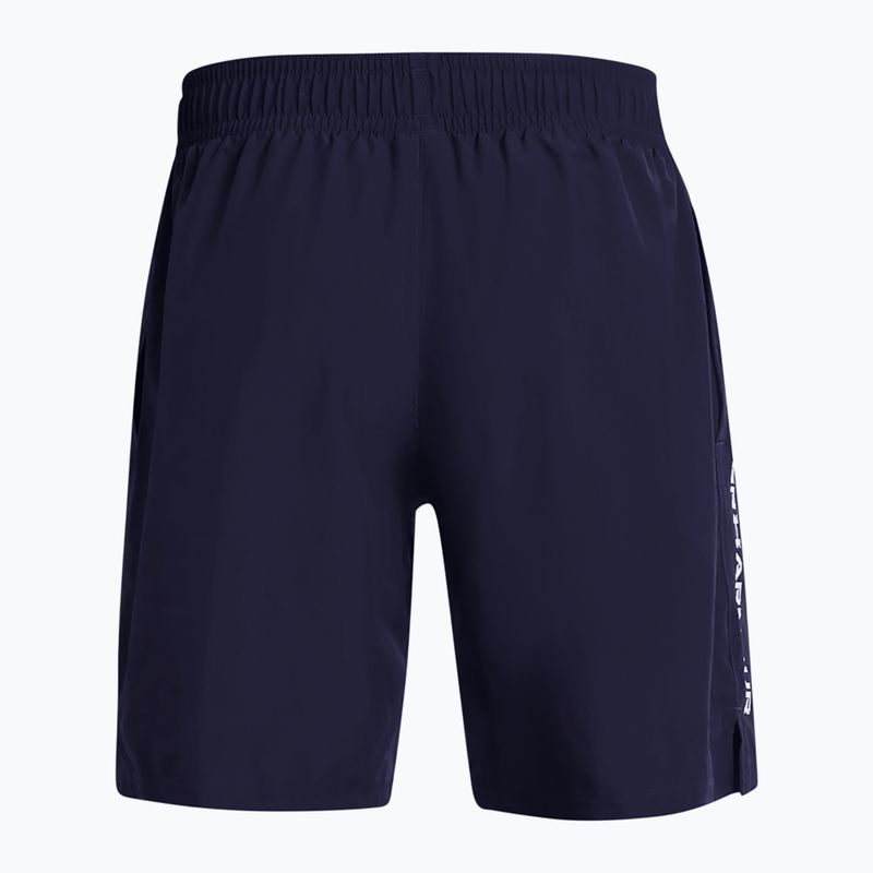Pánske tréninkové šortky Under Armour Tech Woven Wordmark midnight navy/white 2