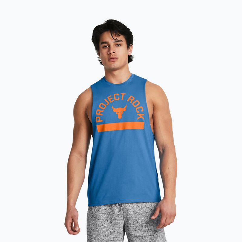 Pánske tréningové tričko s dlhým rukávom Under Armour Project Rock Payoff Graphic viral blue/atomic/black