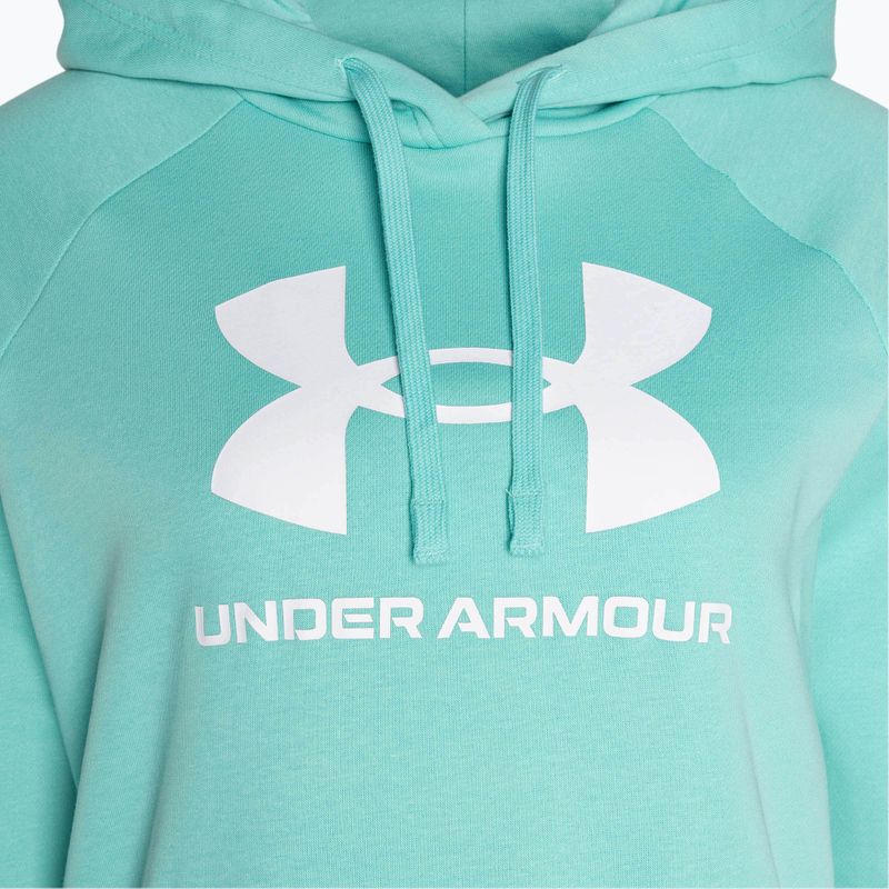 Under Armour dámska mikina Rival Fleece Big Logo Hoody radiálna tyrkysová/biela 6