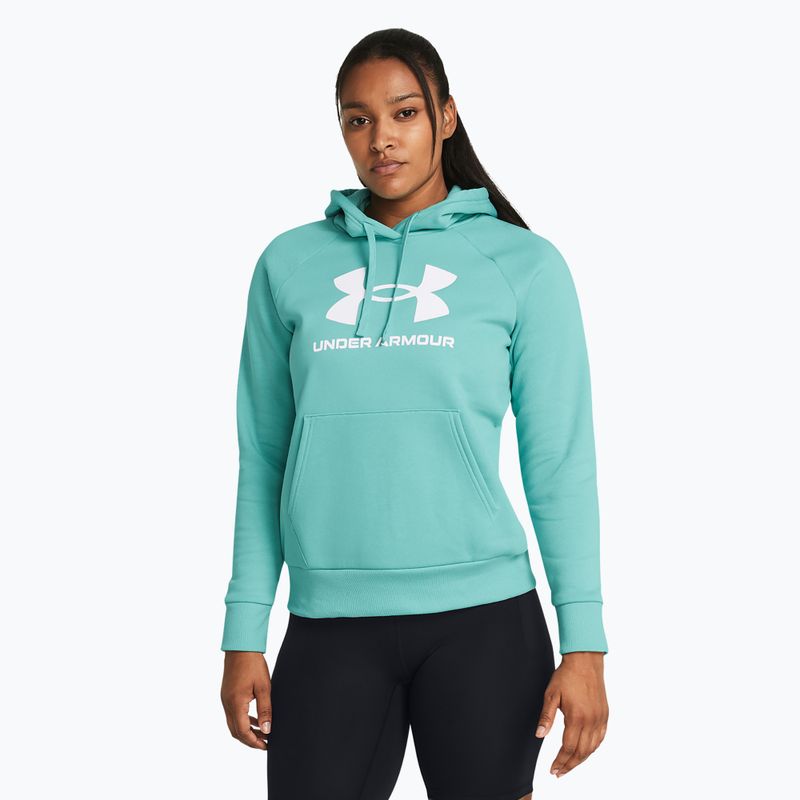 Under Armour dámska mikina Rival Fleece Big Logo Hoody radiálna tyrkysová/biela