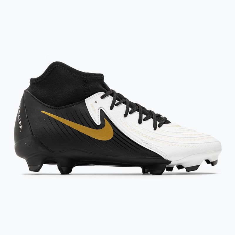 Kopačky Nike Phantom Luna II Academy FG/MG biela / metalická zlatá minca / čierna 2