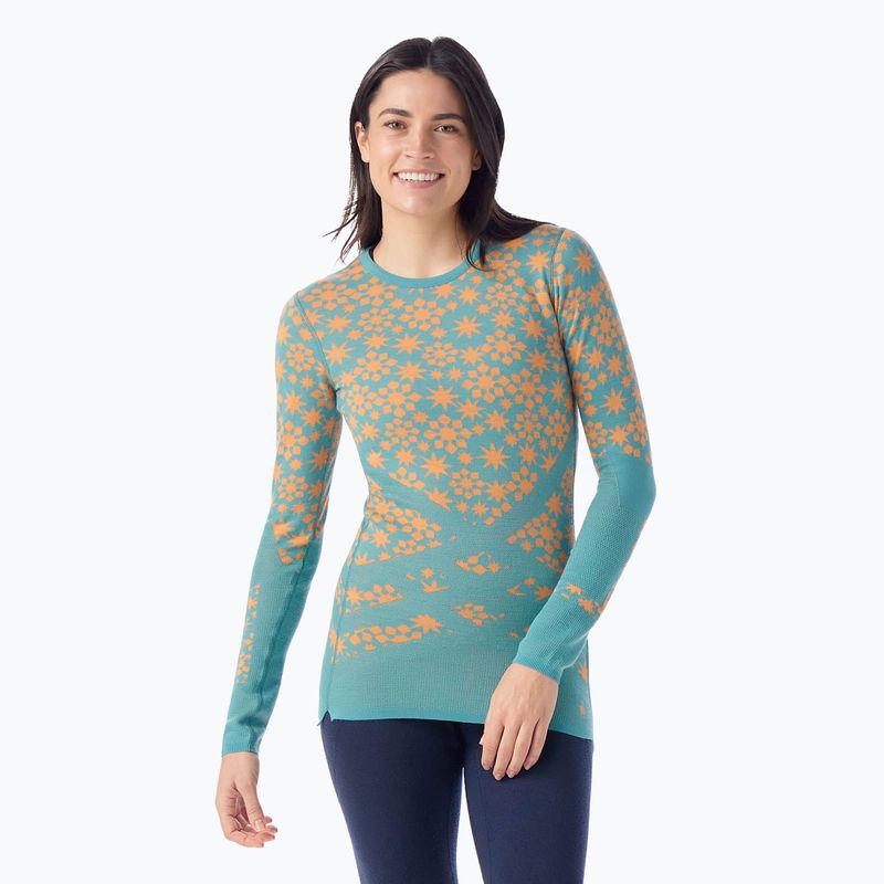Dámska termoaktívna mikina Smartwool Intraknit Thermal Merino Base Layer Pattern Crew cascade
