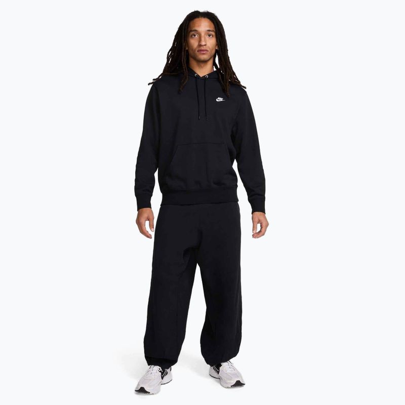 Pánska mikina Nike Club French Terry Pullover Hoodie black/black/white 2
