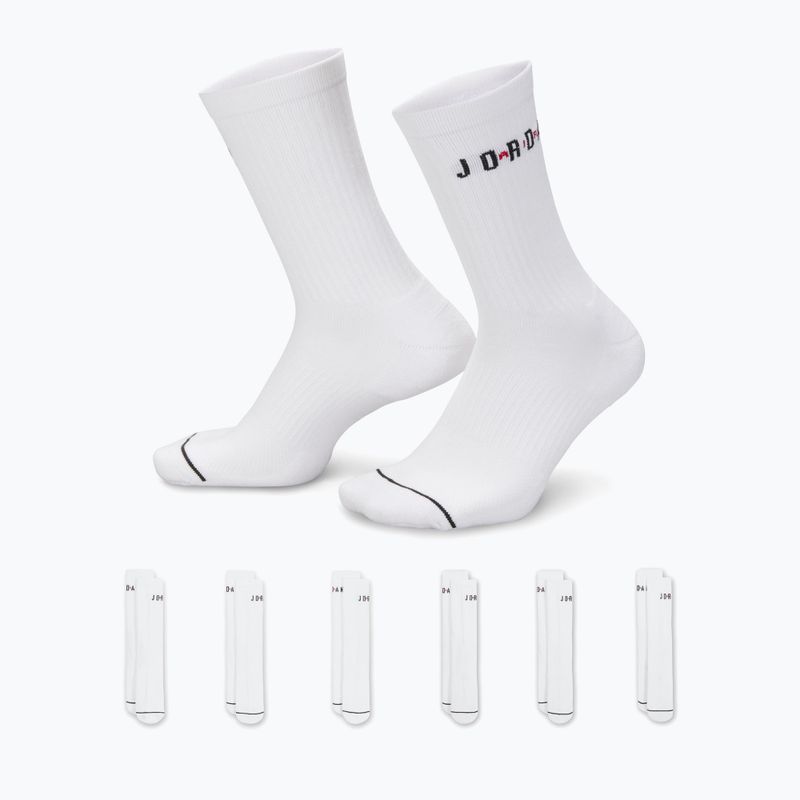 Ponožky Jordan Everyday Crew 6 pairs white/gym red/black 8
