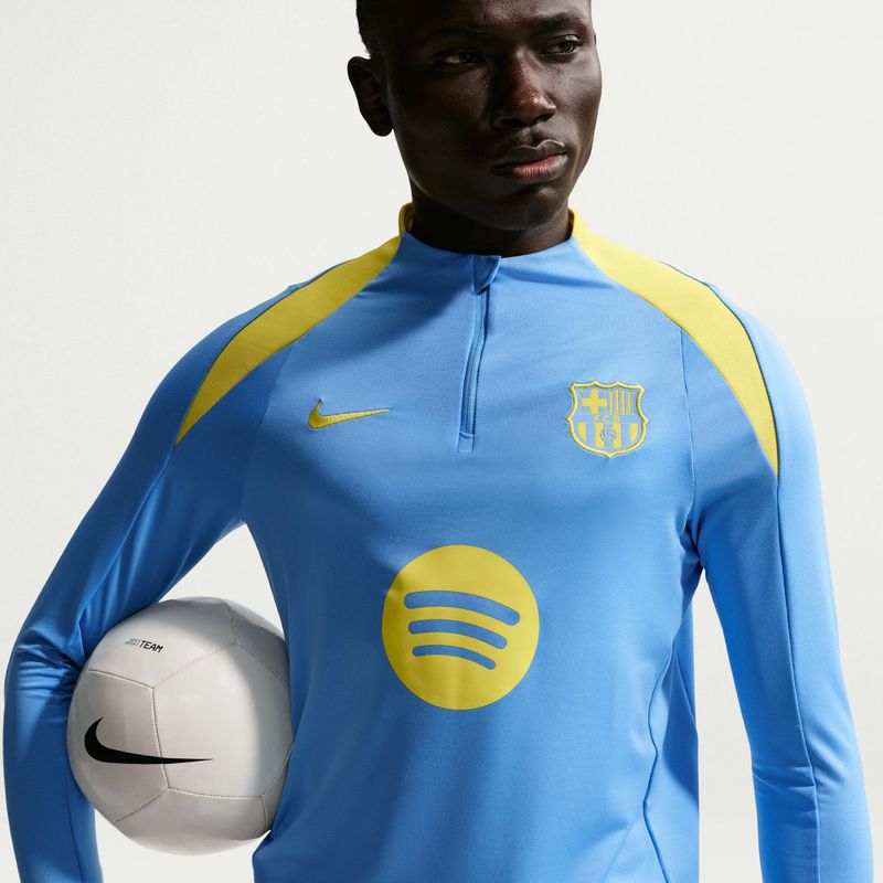 Pánsky futbalový dres longsleeve Nike FC Barcelona Strike Fourth Knit Drill Top university blue/opti yellow 6