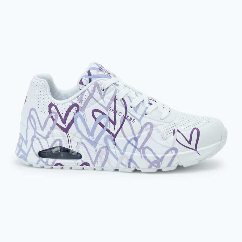 Dámske topánky SKECHERS JGoldcrown Uno Spread The Love white/light purple 2