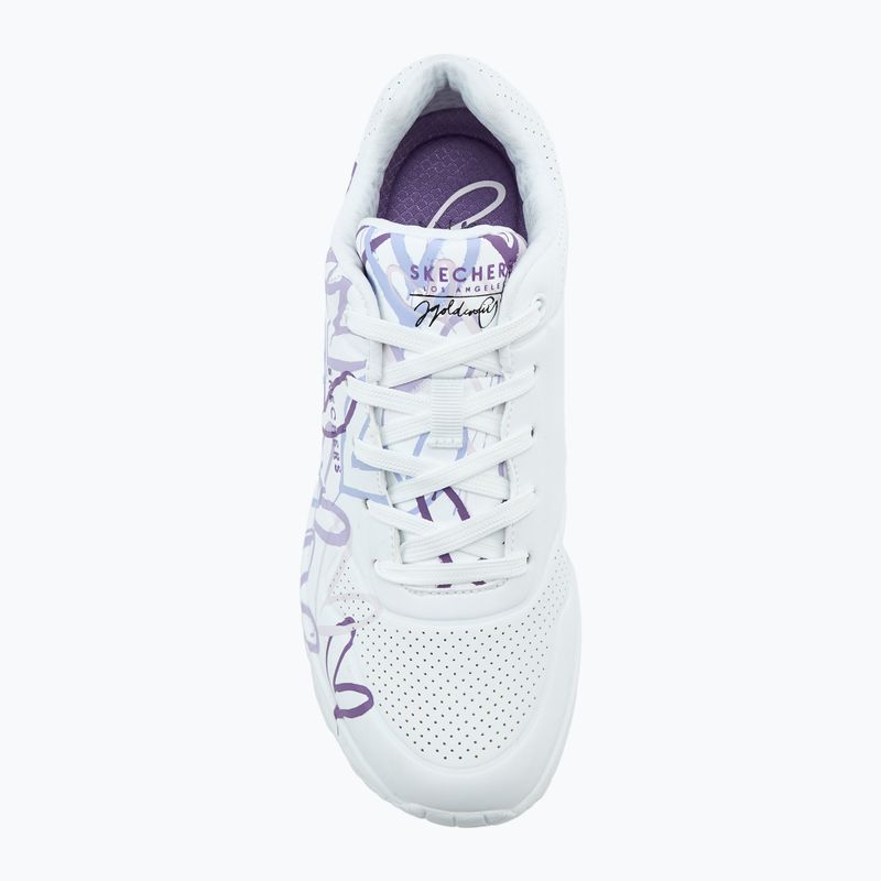 Dámske topánky SKECHERS JGoldcrown Uno Spread The Love white/light purple 5