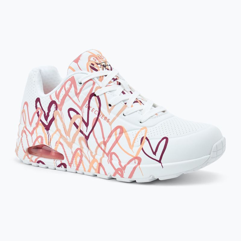 Dámska obuv SKECHERS JGoldcrown Uno Spread The Love white/coral