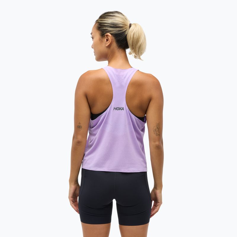 Dámske bežecké tričko HOKA Race Day Singlet aster flower 3