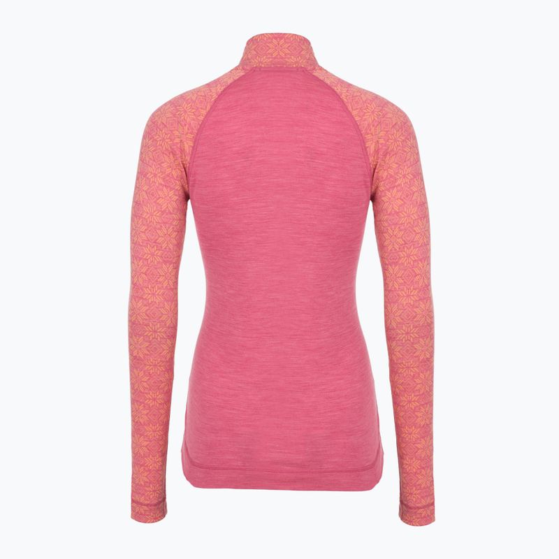 Dámska termo mikina Smartwool Classic Thermal Merino Base Layer 1/4 Zip Boxed garden pink digi snow 4