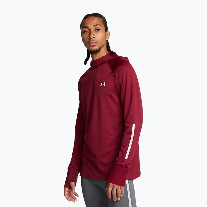 Pánska bežecká mikina Under Armour Launch Elite CW Balaclava Hoody kardinal/reflexná