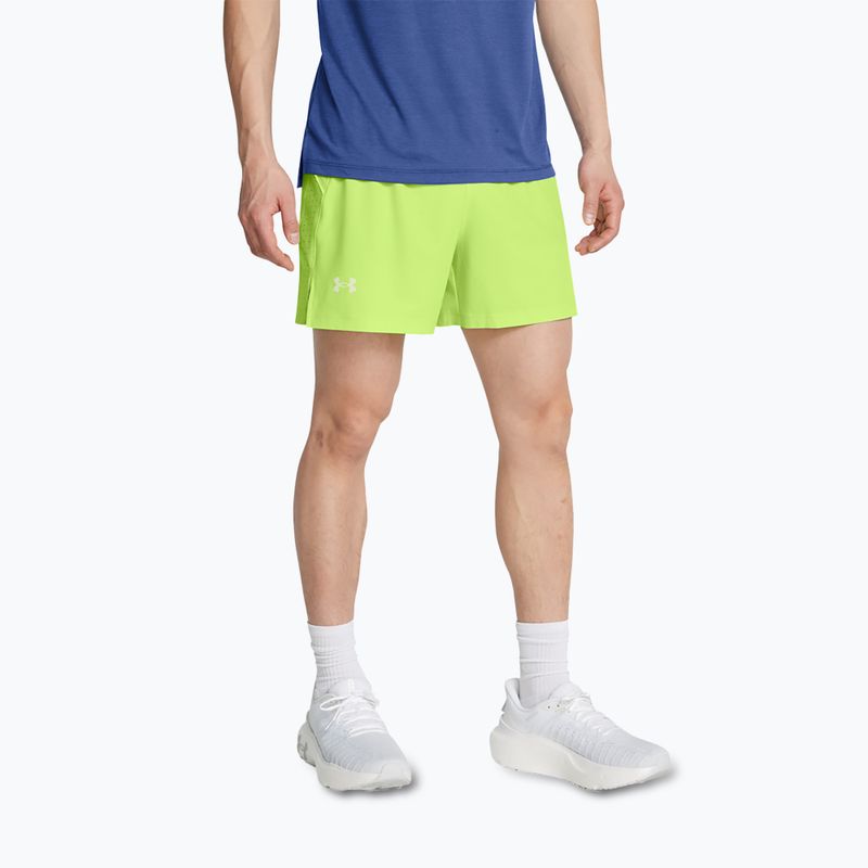 Pánske šortky na behanie Under Armour Launch Elite 5" morph green/morph green/reflective