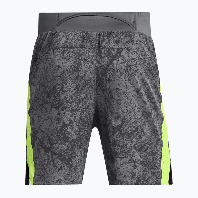 Pánske bežecké šortky Under Armour Launch Pro 7" s potlačou castlerock/morph green/reflective 2