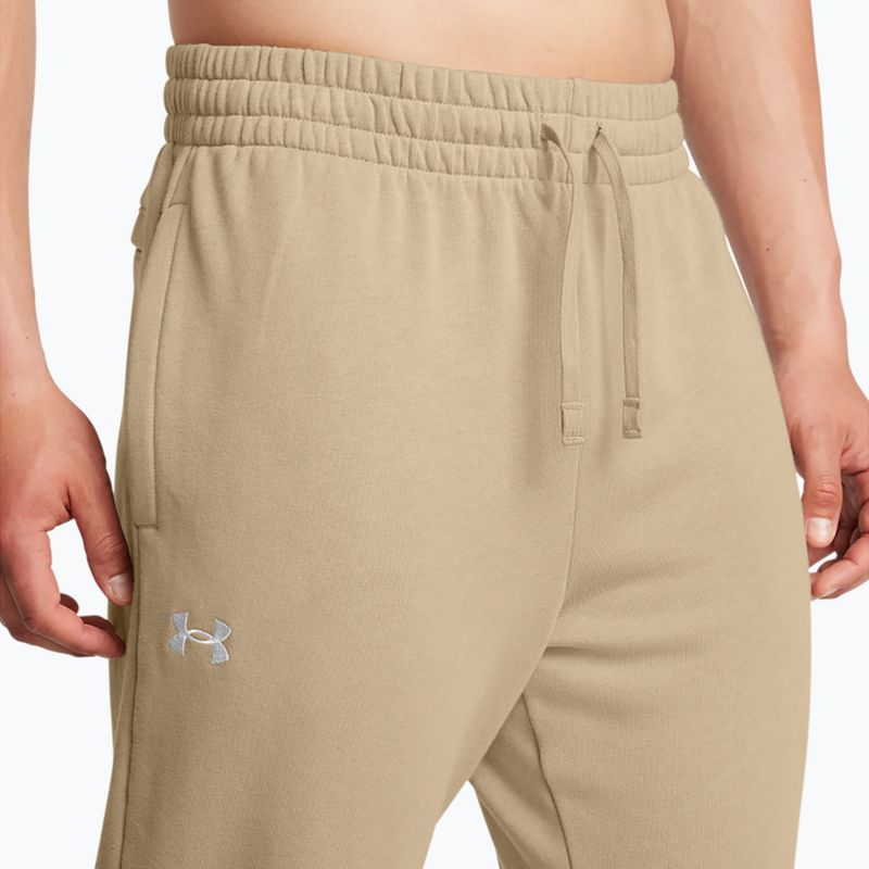 Pánske nohavice Under Armour Rival Fleece Joggers city khaki/white 4