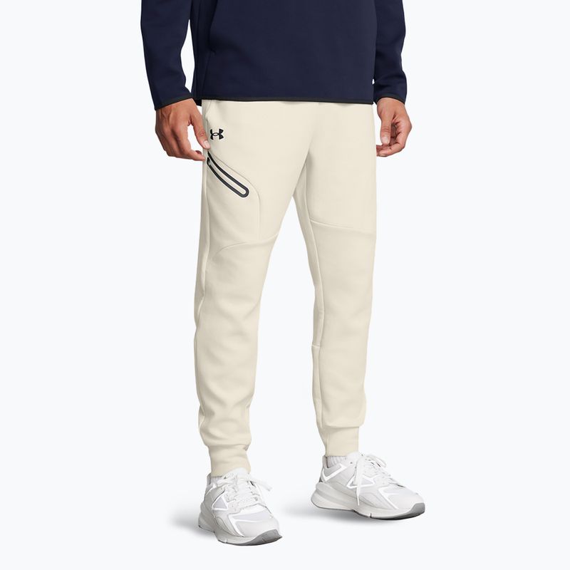 Pánske nohavice Under Armour Unstoppable Fleece summit white/black