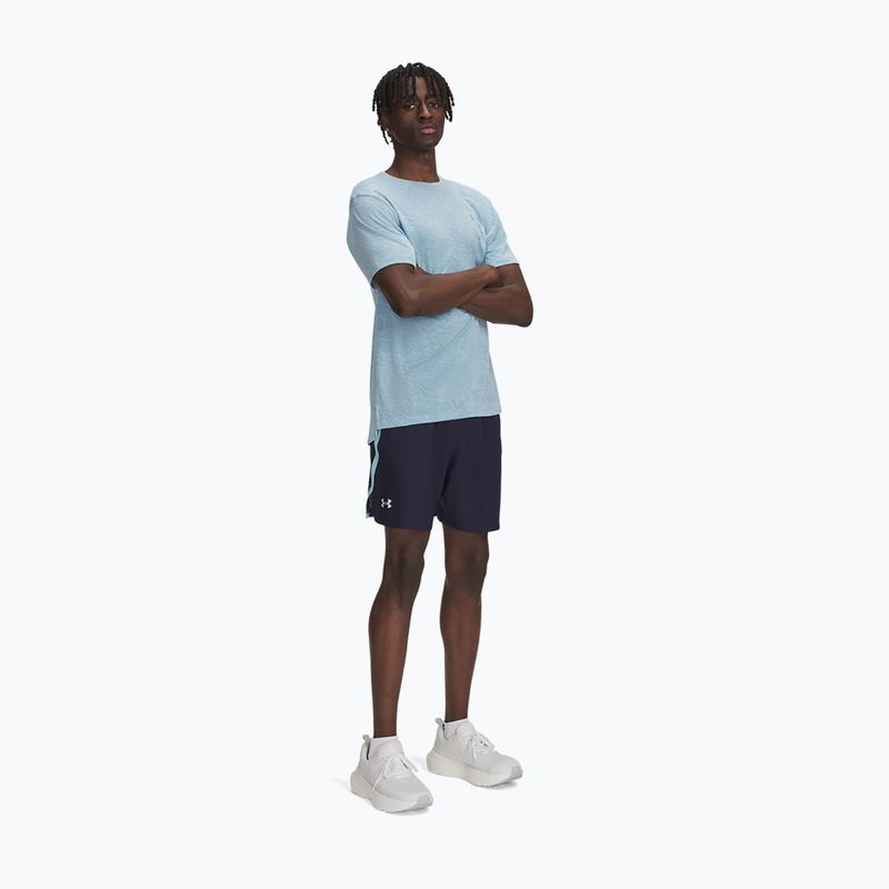 Pánske bežecké šortky Under Armour Launch 7" downpour grey / fire / reflexné 2