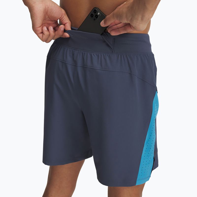 Under Armour Launch Pro 7" pánske bežecké šortky downpour gray / ether blue / reflexné 4