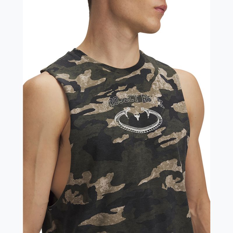 Pánske tričko Under Armour Project Rock Camo Tank city khaki/baroque green/white clay 3