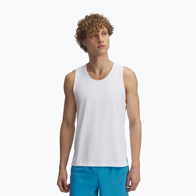Pánske bežecké tielko tank top Under Armour Launch Elite Singlet white/reflective