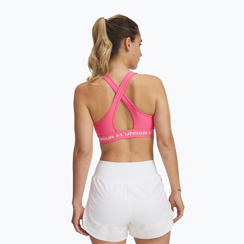 Športová podprsenka Under Armour Crossback Mid super pink/white 2