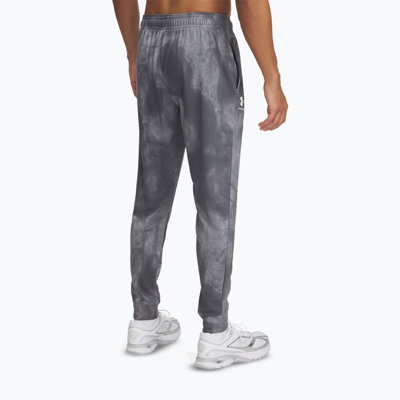 Pánske nohavice Under Armour Rival Terry Jogger s potlačou castlerock/onyx white 3