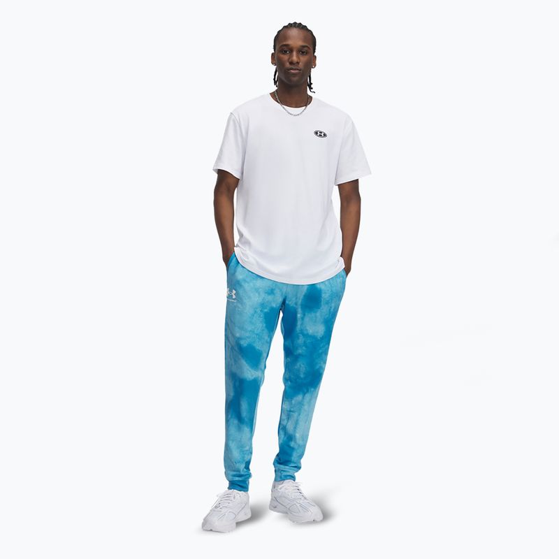 Pánske nohavice Under Armour Rival Terry Jogger s potlačou ether blue/onyx white 2