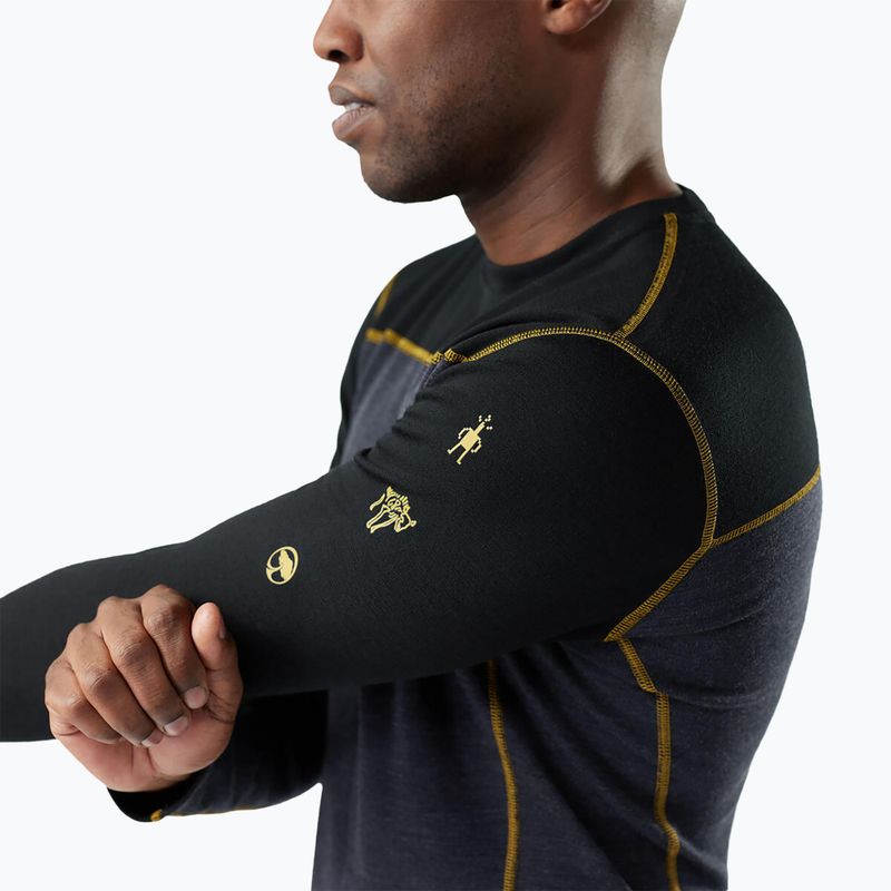 Pánske termo tričko longsleeve Smartwool Classic Thermal Merino Base Layer Colorblock Crew Boxed charcoal/honey gold 3