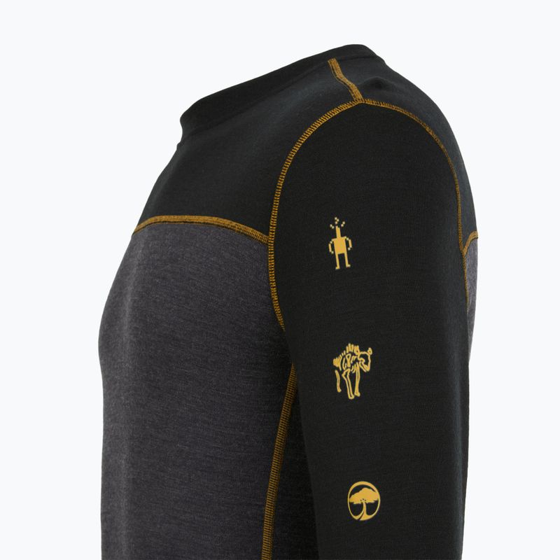 Pánske termo tričko longsleeve Smartwool Classic Thermal Merino Base Layer Colorblock Crew Boxed charcoal/honey gold 6